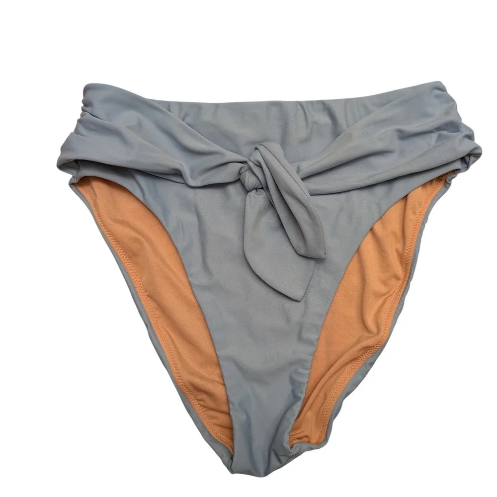 J.Crew Tie High-Rise Bikini Bottoms Blue Size‎ S NEW Travel Vacation Beach